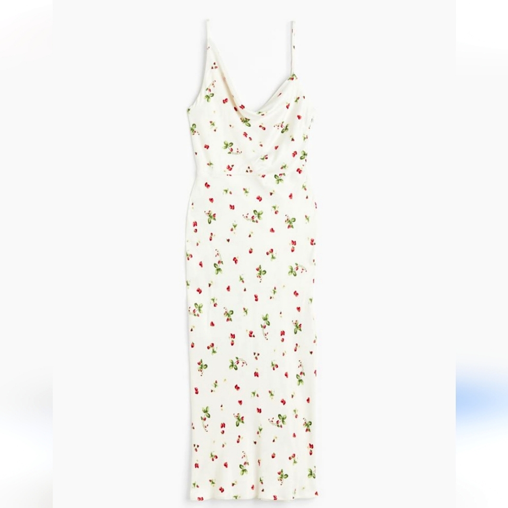 Sold Out H&M White Dress With Red Strawberry Accents Women's Size Large NWT